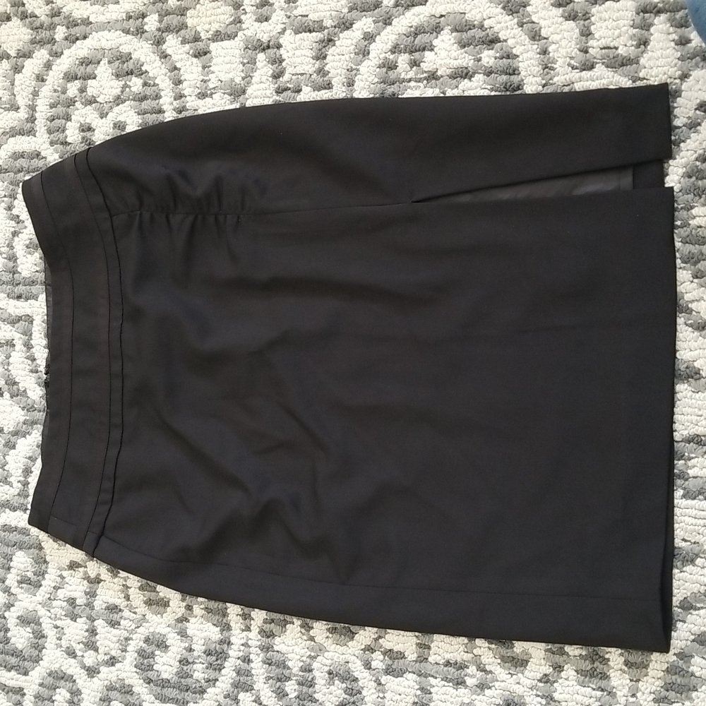 (3/4) Suzy Sheir Pencil Skirt Side Slit and Ruching Classic Fitted Business Work
